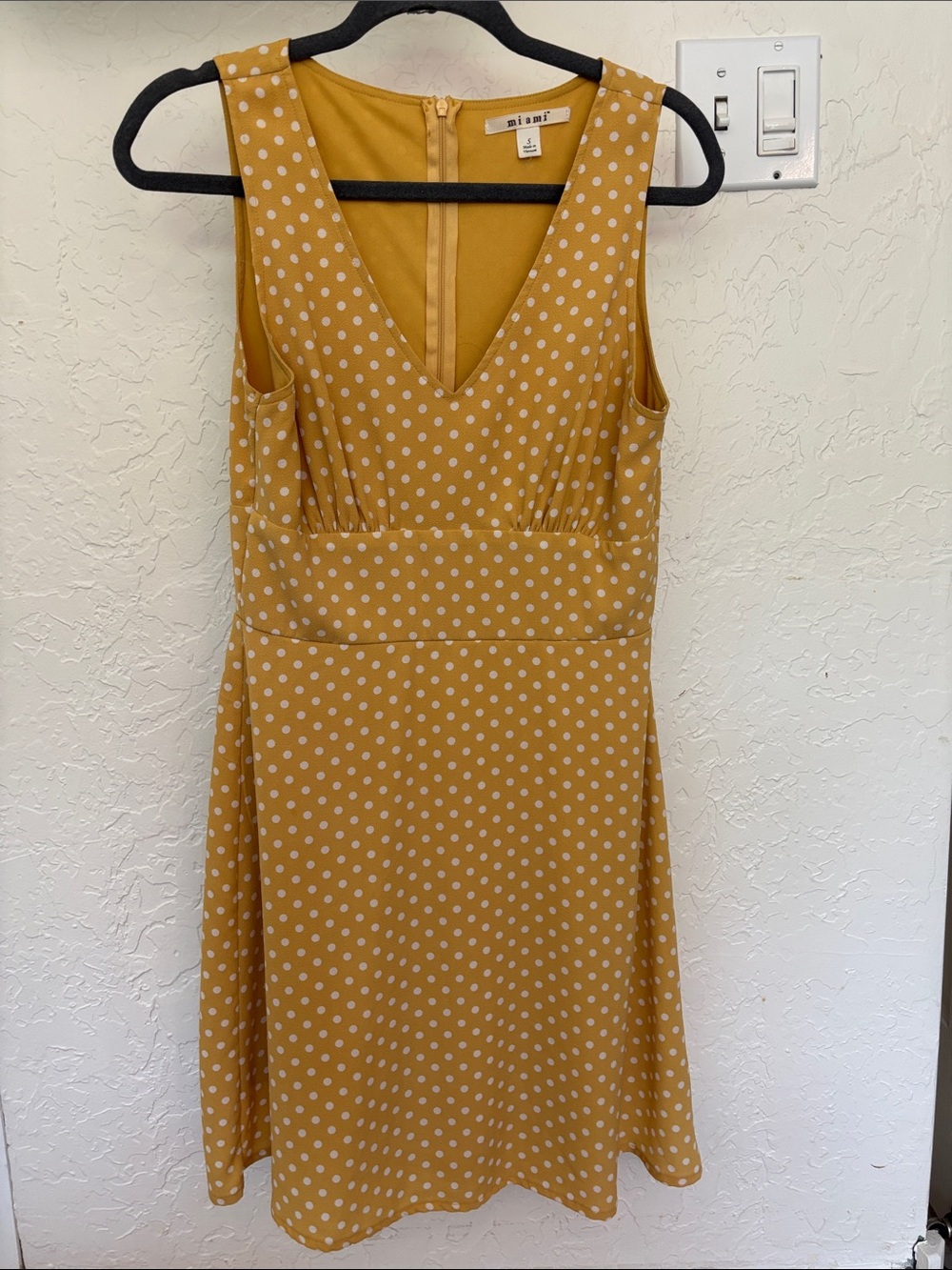 Mi Ami Mustard Polka Dot V-Neck Dress